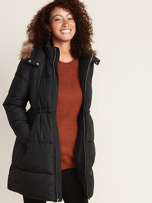 Image number 1 showing, Maternity Hooded Frost-Free Long-Line Puffer Jacket