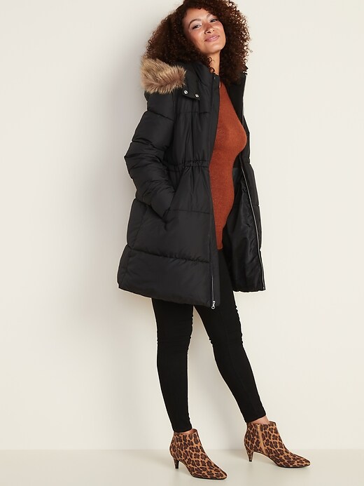 Image number 3 showing, Maternity Hooded Frost-Free Long-Line Puffer Jacket