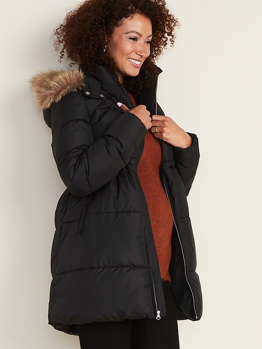 Image number 4 showing, Maternity Hooded Frost-Free Long-Line Puffer Jacket