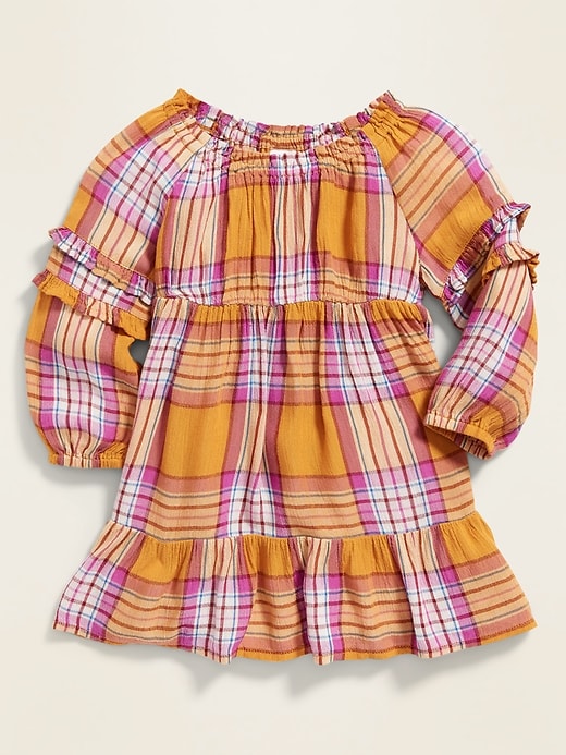 View large product image 1 of 1. Patterned Crinkle-Crepe Ruffle-Tiered Dress for Baby
