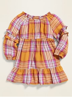 Patterned Crinkle-Crepe Ruffle-Tiered Dress for Baby