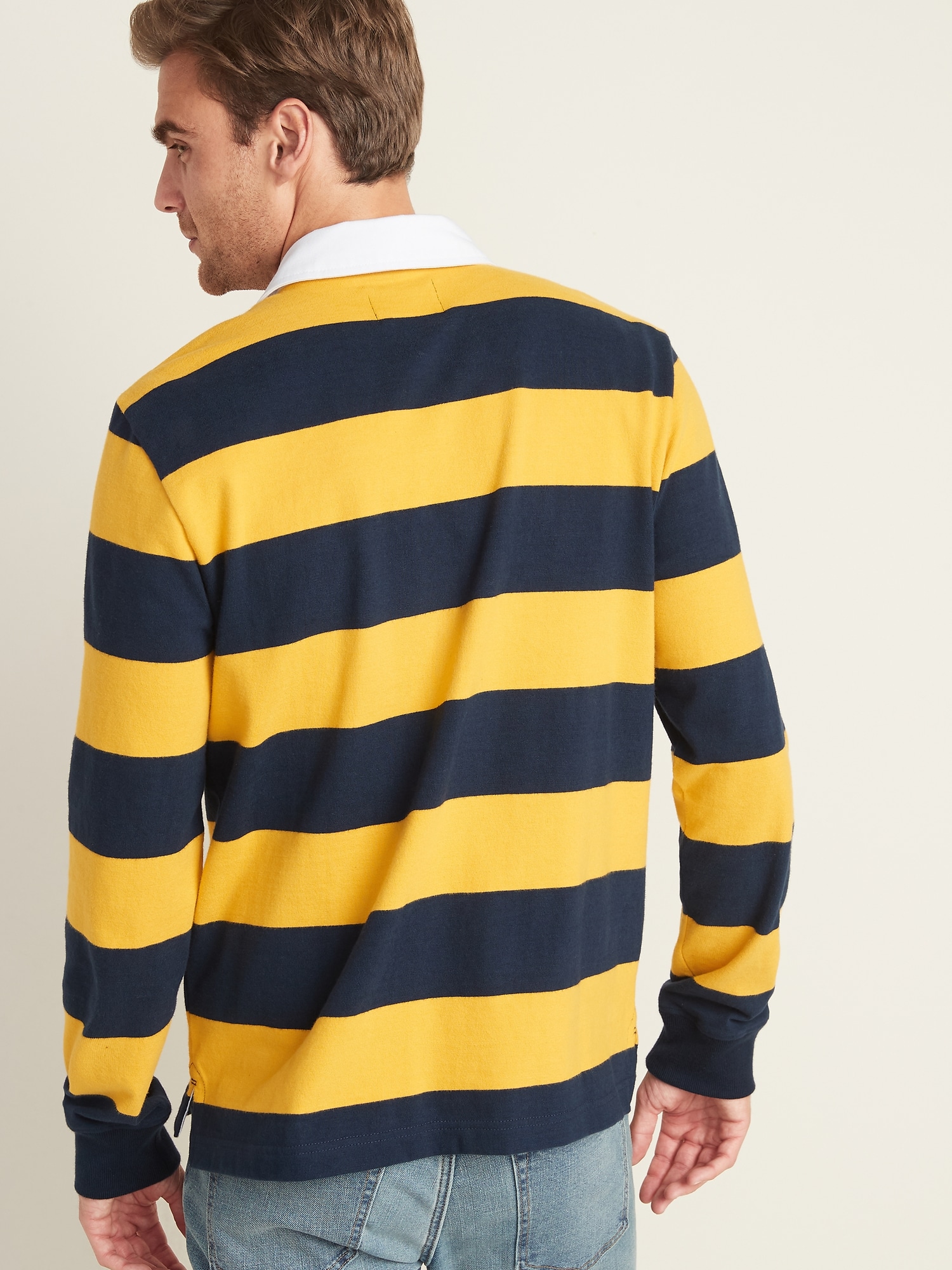 Bold-Stripe Long-Sleeve Rugby For Men | Old Navy