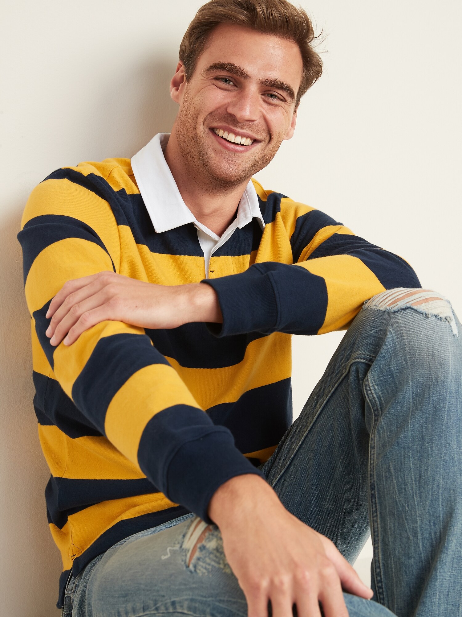 BoldStripe LongSleeve Rugby for Men Old Navy