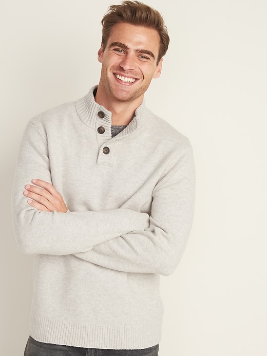 Image number 1 showing, Button-Down Mock-Neck Sweater