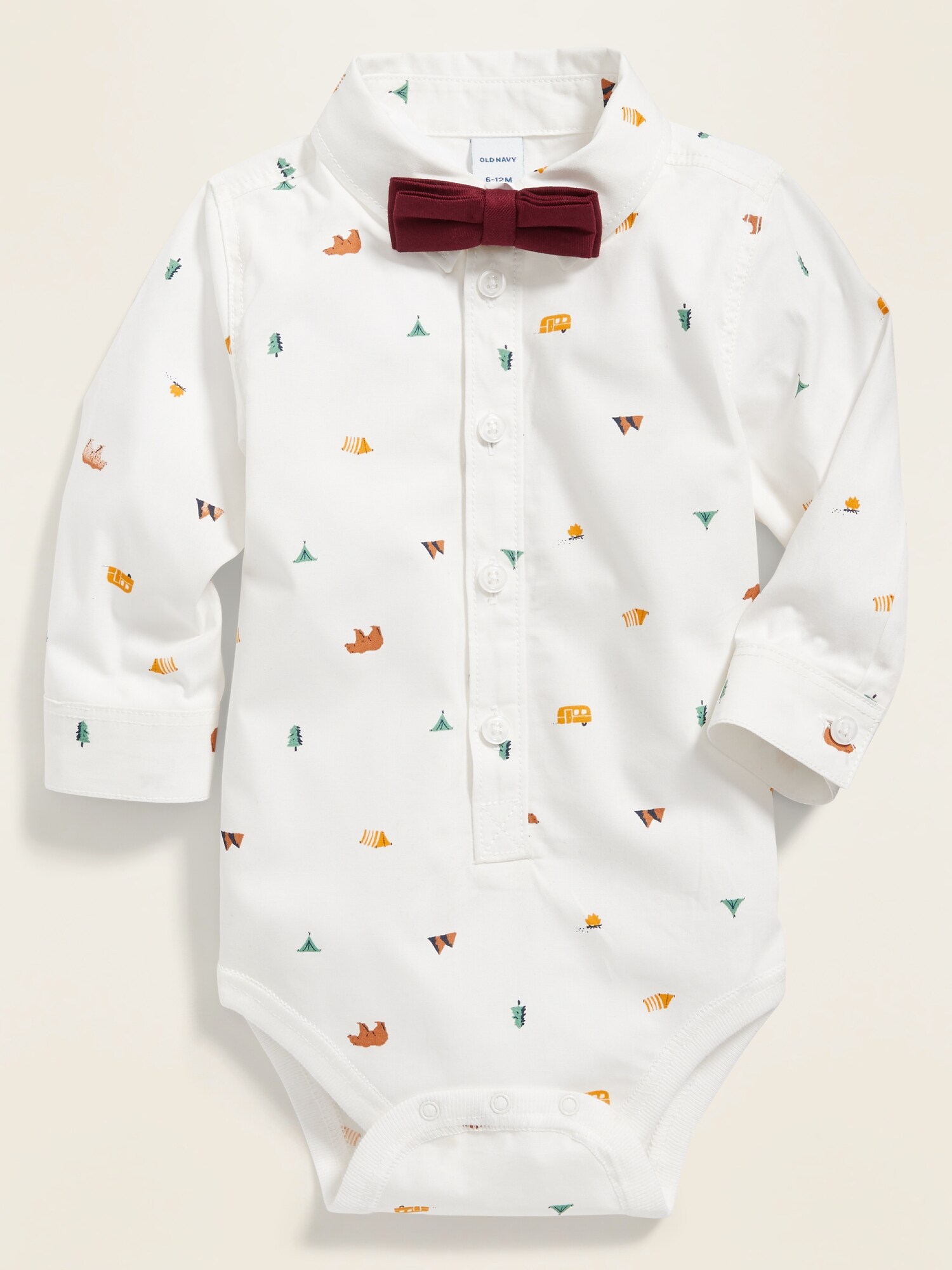 Printed ButtonFront Bodysuit & BowTie Set for Baby Old Navy