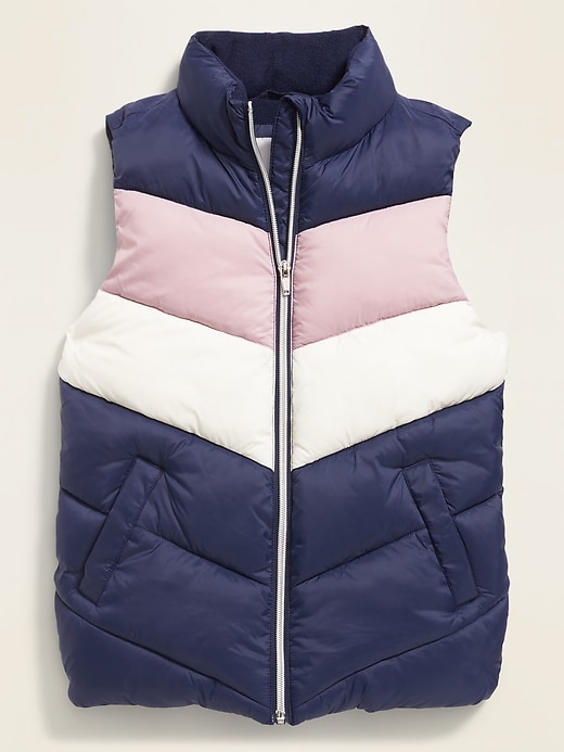 Frost-Free Color-Blocked Quilted Puffer Vest for Girls