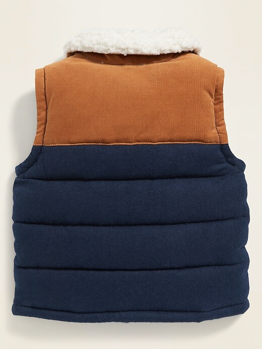 View large product image 2 of 2. Sherpa-Collar Corduroy/Flannel Quilted Vest for Baby