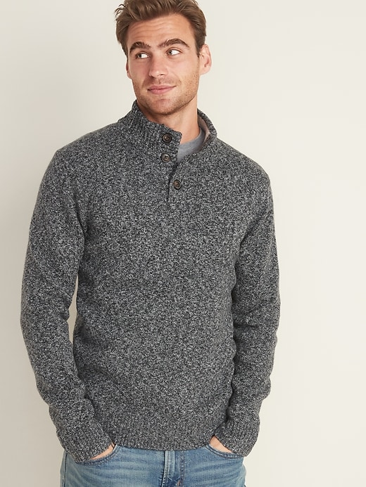 View large product image 1 of 1. Button-Down Mock-Neck Sweater