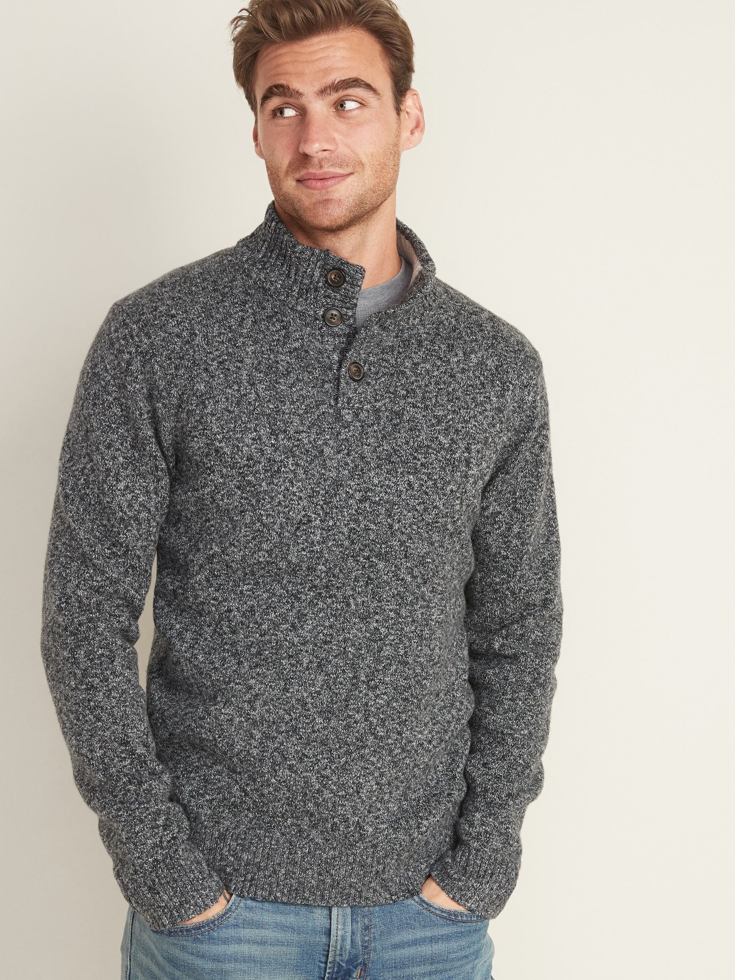 Download Button-Down Mock-Neck Sweater for Men | Old Navy