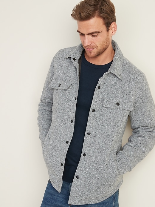 Image number 1 showing, Fleece-Knit Snap-Front Shirt Jacket