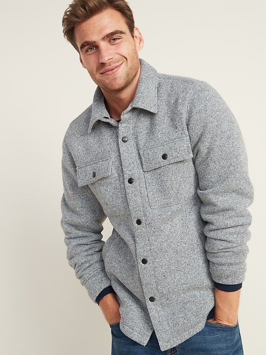Image number 4 showing, Fleece-Knit Snap-Front Shirt Jacket