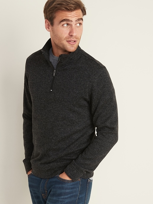 Image number 1 showing, Sweater-Fleece 1/4-Zip Mock-Neck Pullover