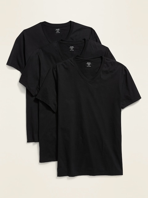 Go-Dry V-Neck T-Shirt 3-Pack - Black Jack