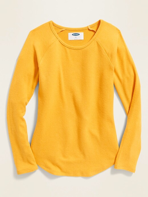 View large product image 1 of 1. Plush-Knit Raglan-Sleeve Tee for Girls