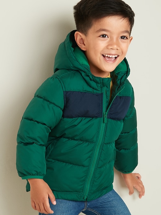 View large product image 1 of 1. Frost-Free Color-Blocked Puffer Jacket for Toddler Boys