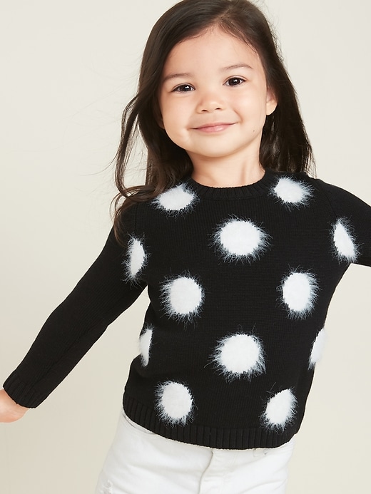 View large product image 1 of 2. Polka-Dot Crew-Neck Sweater for Toddler Girls