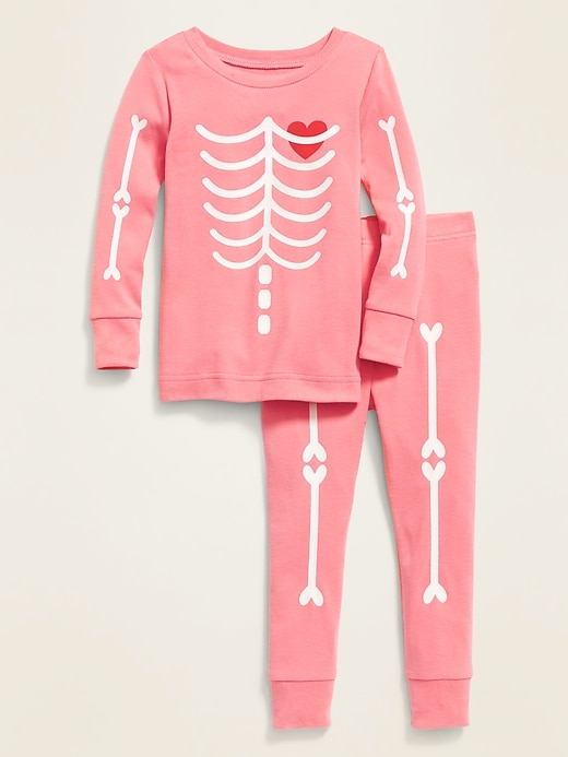 View large product image 1 of 2. Glow-in-the-Dark Skeleton-Graphic Pajama Set for Toddler & Baby
