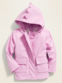View large product image 4 of 4. Hooded Dinosaur Critter Rain Jacket for Toddler Girls
