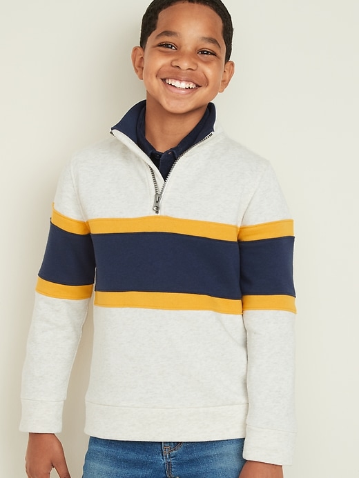 View large product image 1 of 1. Color-Blocked 1/4-Zip Mock-Neck Pullover For Boys