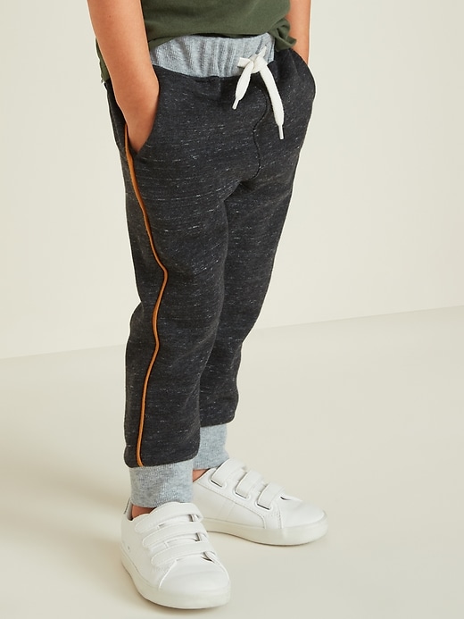View large product image 1 of 2. Functional-Drawstring Side-Piping Joggers for Toddler Boys