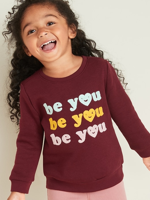View large product image 1 of 1. Relaxed Crew-Neck Sweatshirt for Toddler Girls