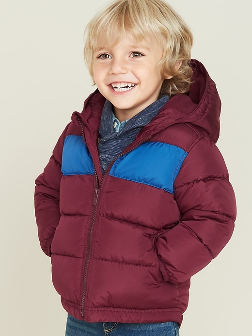 View large product image 1 of 4. Frost-Free Color-Blocked Puffer Jacket for Toddler Boys