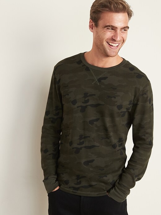 Image number 1 showing, Soft-Washed Built-In Flex Thermal-Knit Patterned Tee