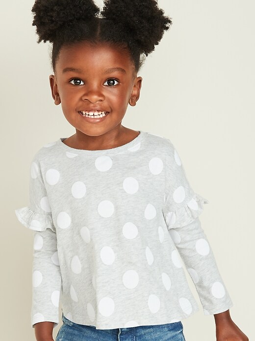 View large product image 1 of 4. Printed Jersey Ruffle-Sleeve Top for Toddler Girls
