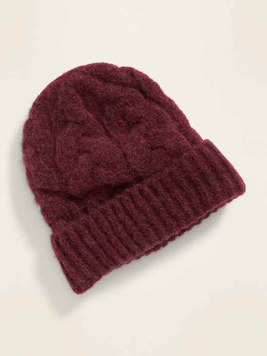 View large product image 2 of 2. Soft-Brushed Cable-Knit Beanie for Women