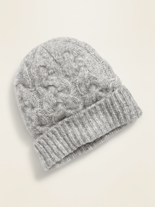 View large product image 2 of 2. Soft-Brushed Cable-Knit Beanie for Women