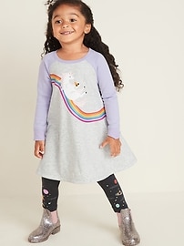 View large product image 4 of 4. Unicorn-Graphic French-Terry Swing Dress for Toddler Girls