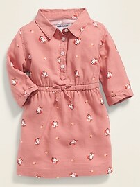 View large product image 3 of 4. Printed Cinched-Waist Shirt Dress for Toddler Girls