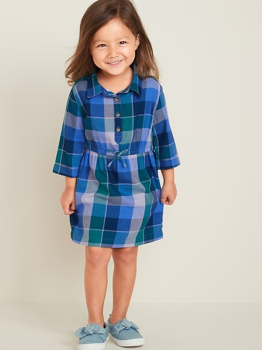 View large product image 1 of 4. Plaid Twill Shirt Dress for Toddler Girls