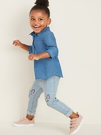 View large product image 3 of 4. Chambray 3/4-Sleeve Tunic Shirt for Toddler Girls