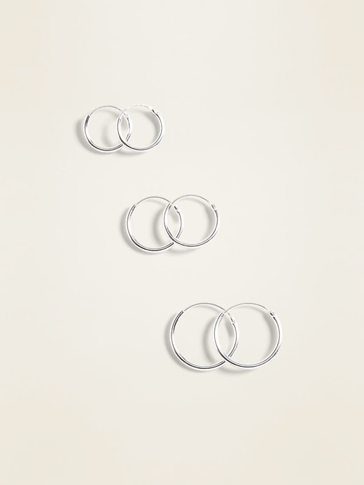 Sterling Silver Hoop-Earrings 3-Pack For Women