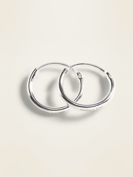 View large product image 1 of 2. Sterling Silver Hoop Earrings For Women