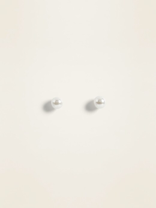 Old Navy Sterling Silver Faux-Pearl Stud Earrings for Women. 1