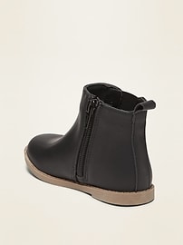 View large product image 3 of 4. Faux-Leather Scalloped Chelsea Boots for Toddler Girls