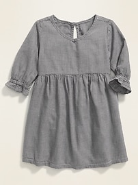 View large product image 3 of 4. Houndstooth-Patterned Twill V-Neck Dress for Toddler Girls