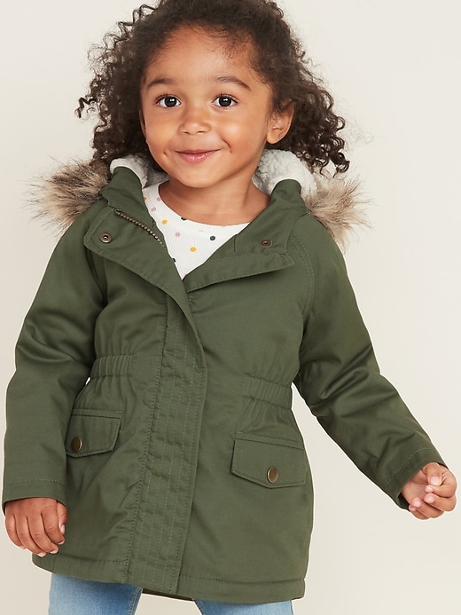 View large product image 1 of 4. Hooded Faux-Fur Trim Twill Parka for Toddler Girls