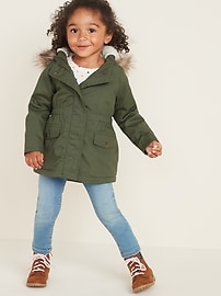 View large product image 3 of 4. Hooded Faux-Fur Trim Twill Parka for Toddler Girls