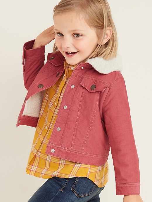 View large product image 1 of 4. Sherpa-Lined Corduroy Trucker Jacket for Toddler Girls