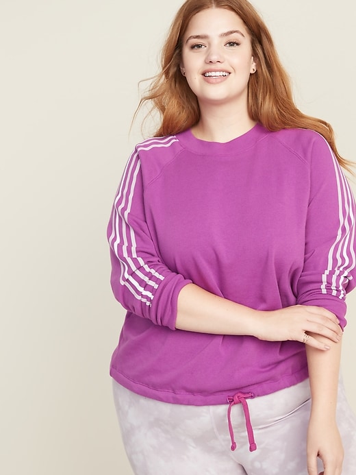 View large product image 1 of 1. Loose Dolman-Sleeve Drawstring-Hem Plus-Size Sweatshirt