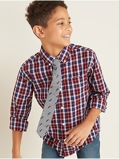 Built-In Flex Shirt & Patterned Tie Set for Boys