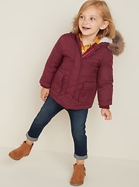 View large product image 3 of 4. Hooded Faux-Fur Trim Snow Jacket for Toddler Girls