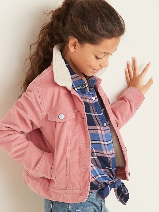View large product image 1 of 2. Sherpa-Lined Corduroy Trucker Jacket for Girls