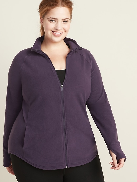 View large product image 1 of 1. Semi-Fitted Micro Performance Fleece Plus-Size Zip Jacket