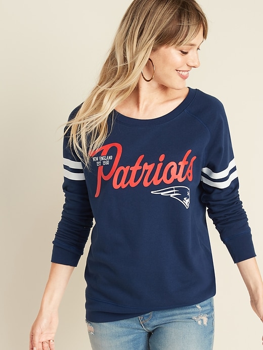 View large product image 1 of 1. NFL&#174 Team-Graphic Sleeve-Stripe Sweatshirt for Women