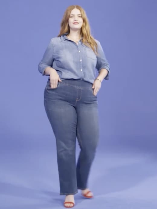 plus size pull on bootcut jeans