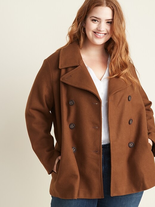 Image number 1 showing, Plus-Size Double-Breasted Peacoat